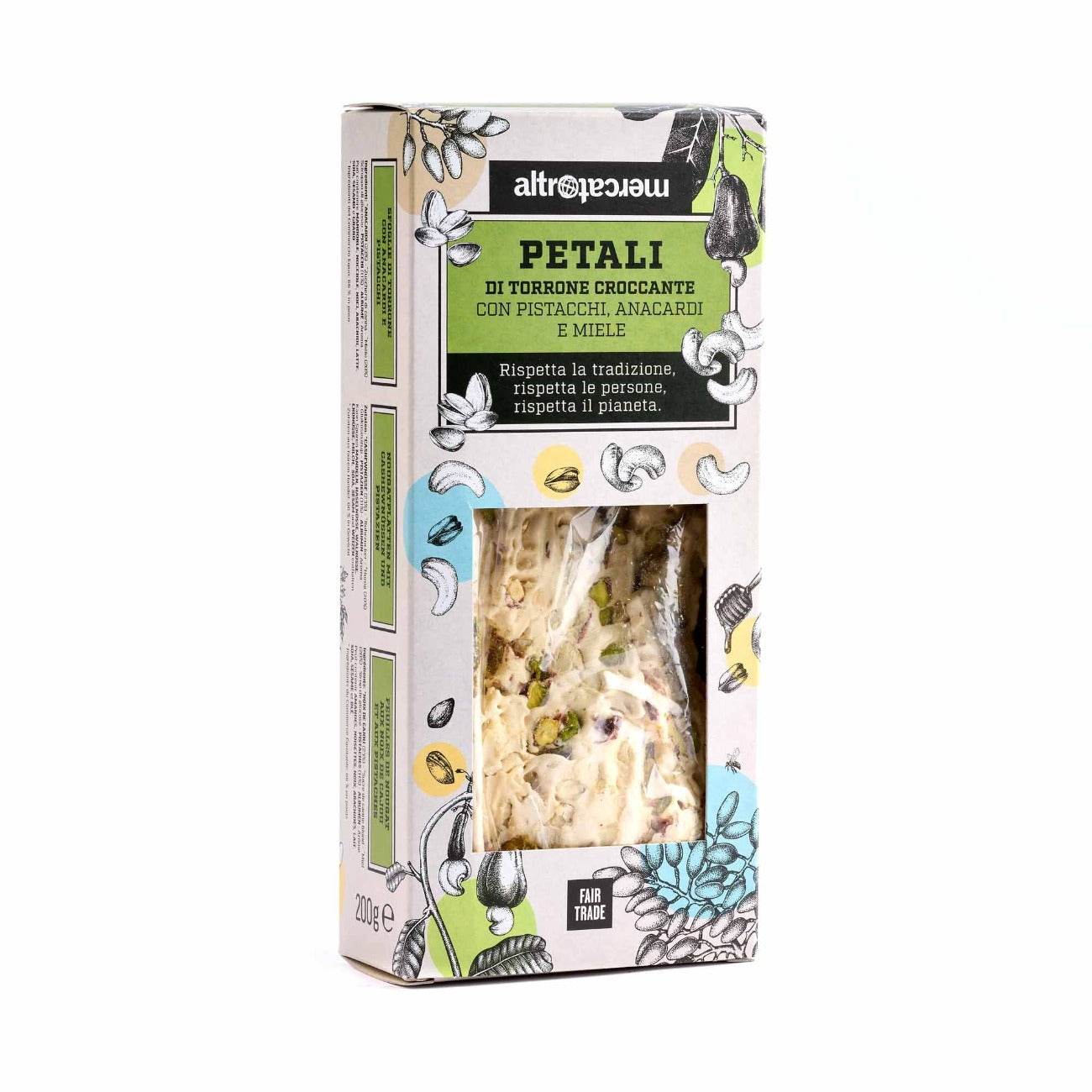 Croccanti petali di torrone con pistacchi, anacardi e miele