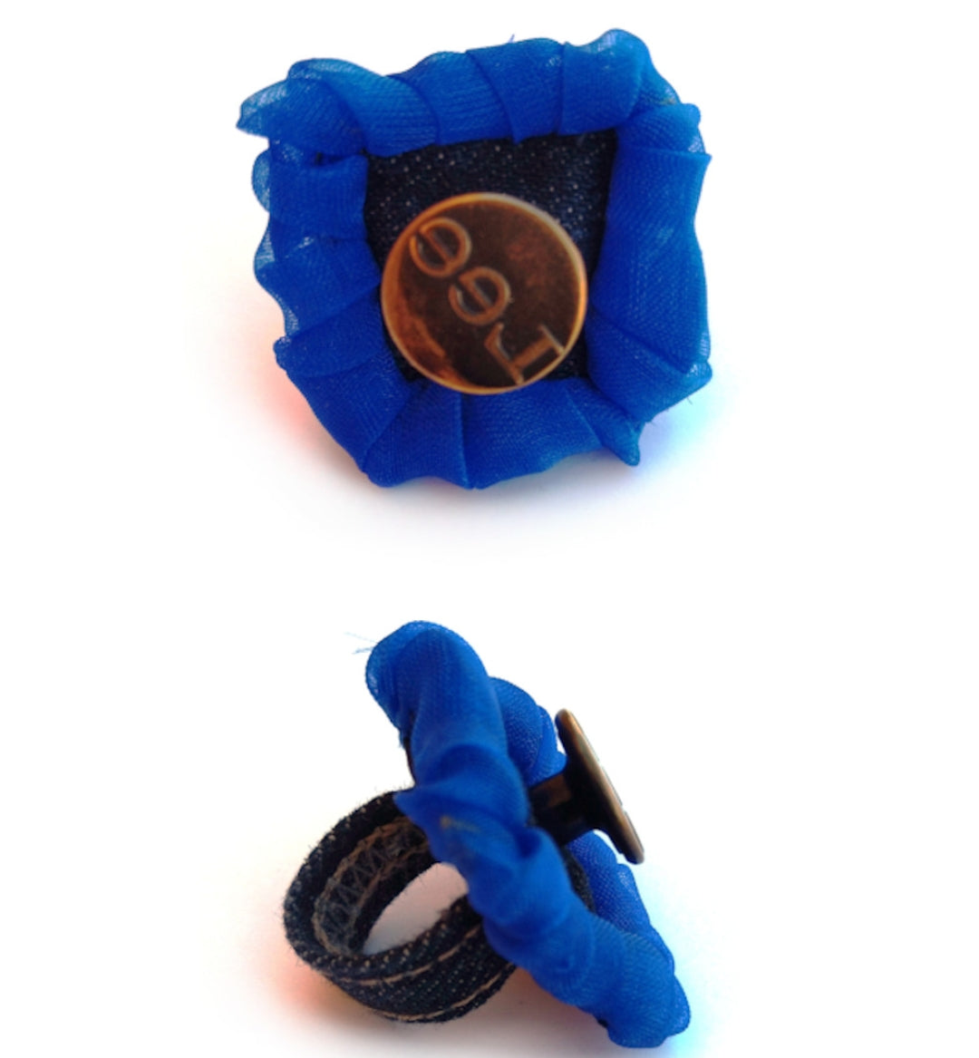 Anello in cotone e perline regolabile riciclato