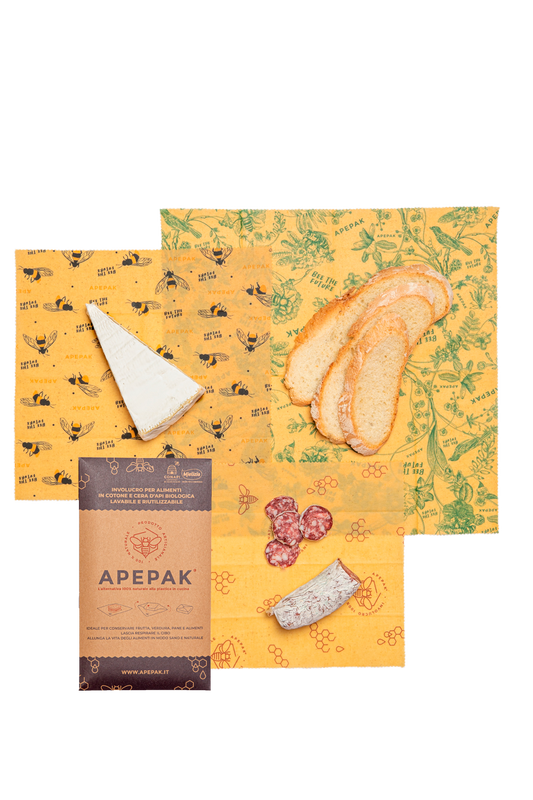 Apepak Trio: involucro naturale, ecologico e bio per alimenti in cotone e cera d'api