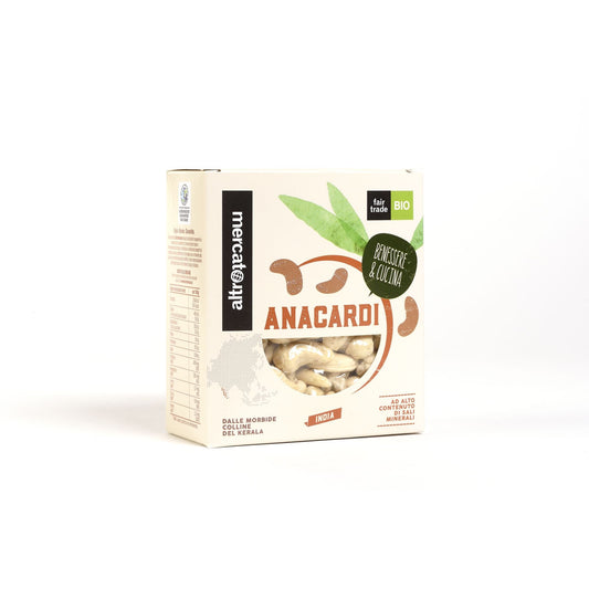 scatola di anacardi bio fair trade altromercato 150 grammi