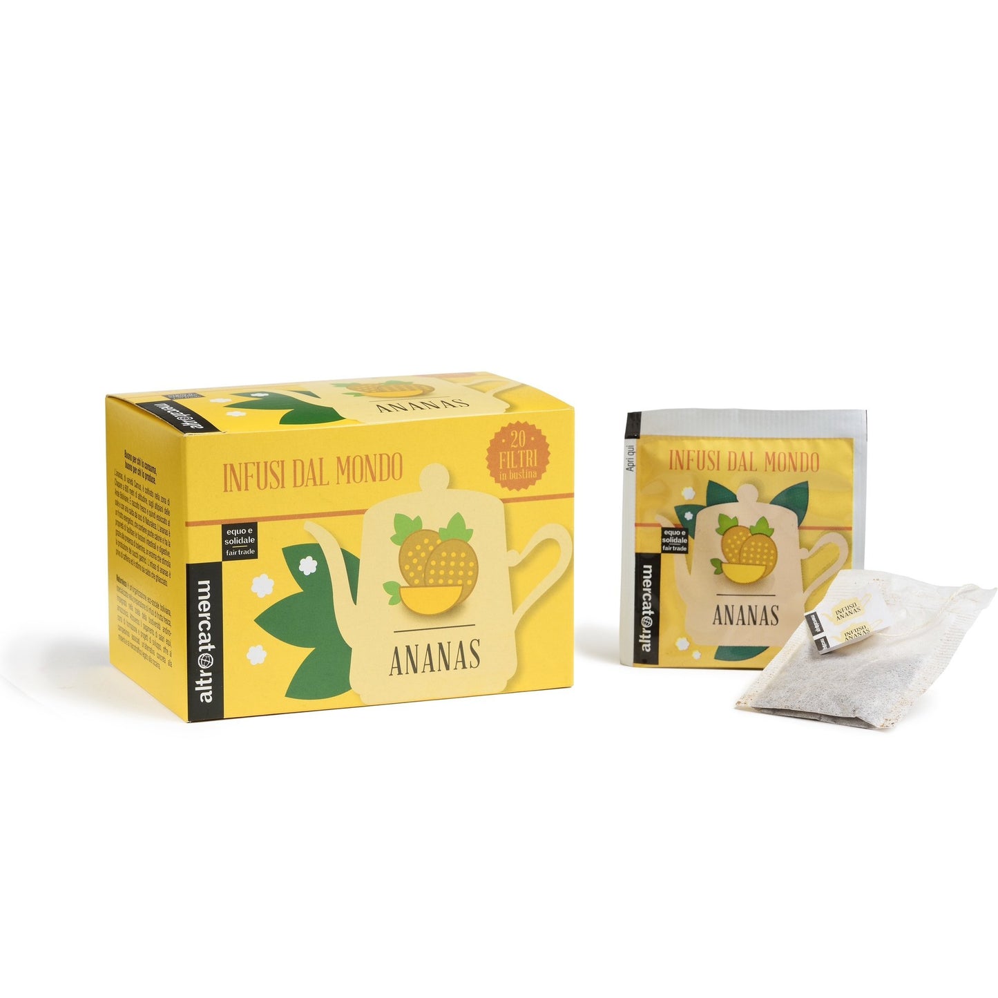 Il nostro Infuso all'ananas contiene ananas varietà camus al 100%, depurante e drenante ha una sua naturale dolcezza. Viene coltivato sugli altipiani delle Ande Boliviane con metodi di acgricoltura biologica. Da filiera sostenibile