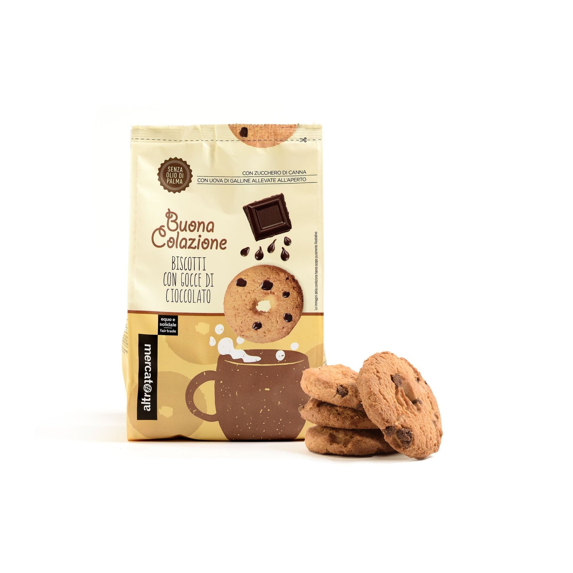 biscotti con gocce di cioccolato e zucchero di canna Altromercato