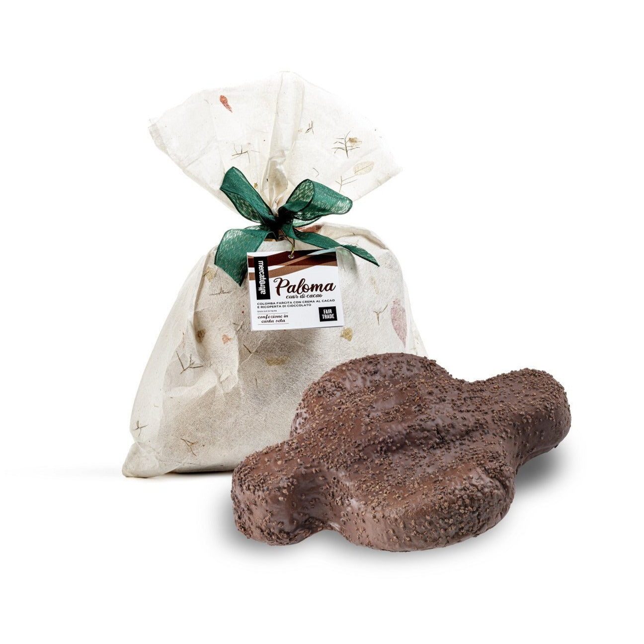 Paoloma cuor di cacao è il nuovo prodotto da forno di Altromercato dedicato alla Pasqua. Un dolce soffice con un cuore cremoso di crema al cacao, una copertura di cioccolato al latte e fondente e decorato con granella di fave di cacao