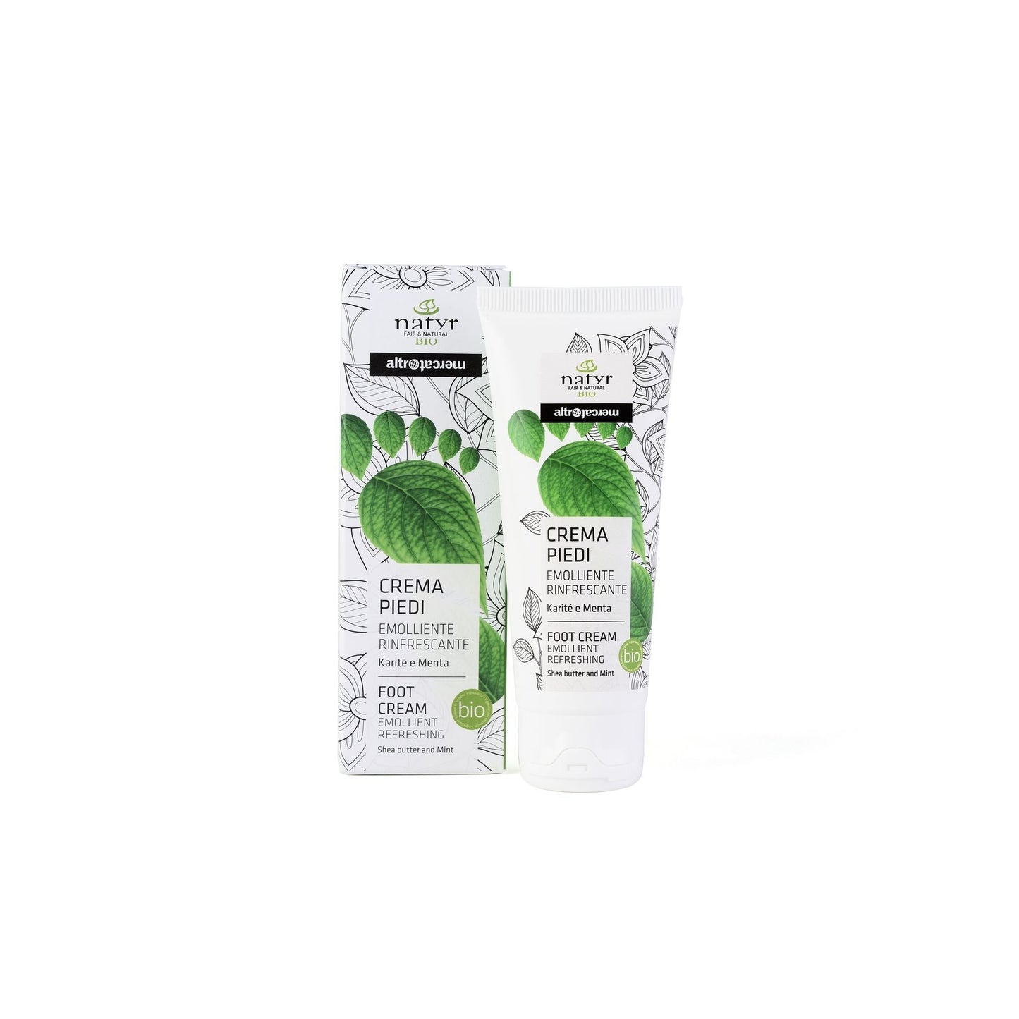 Crema piedi emolliente rinfrescante con karité e menta bio di Natyr
