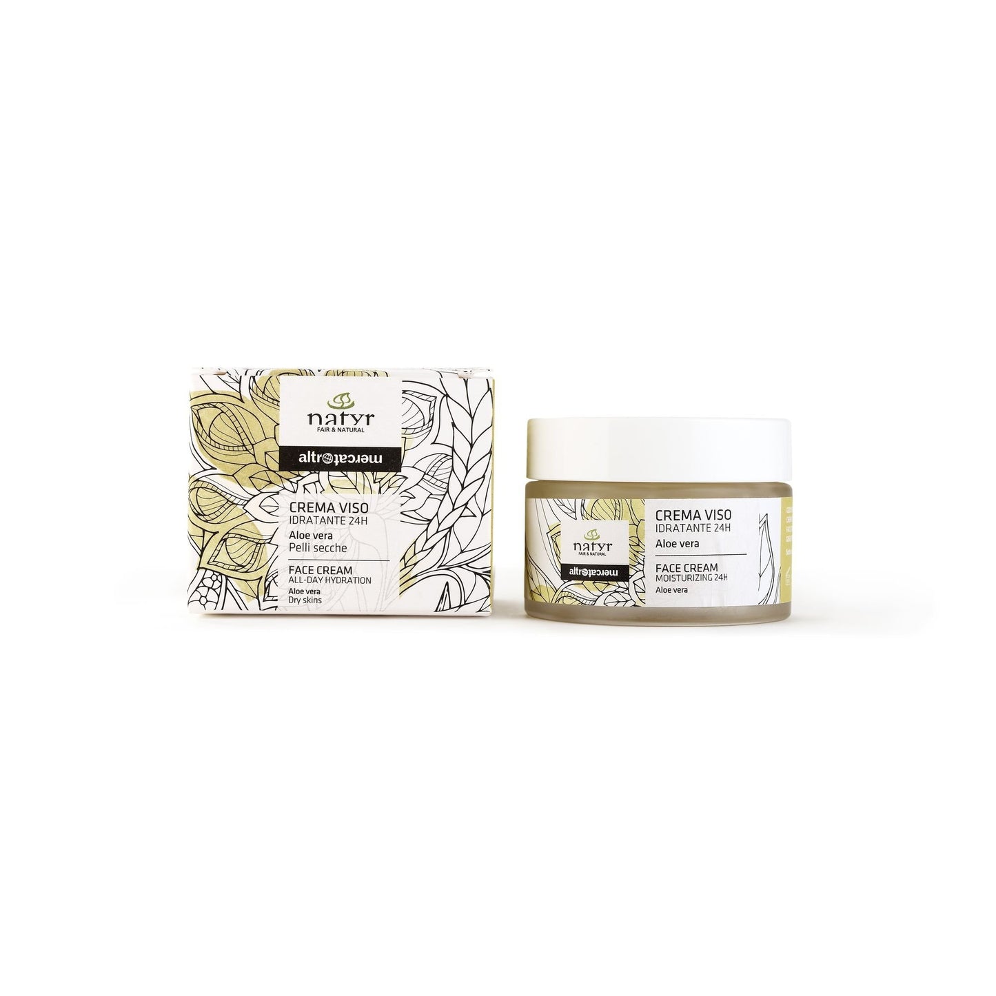 Crema viso idratante 24h all’aloe vera per pelli secche di Natyr
