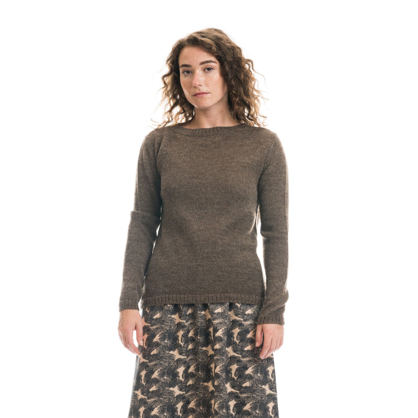 maglione dolcevita girocollo beige in alpaca