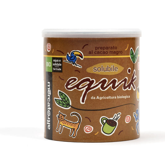 preparato al cacao magro con zucchero di canna integrale adatto alla prima colazione prodotto di commercio equo e solidale biologico