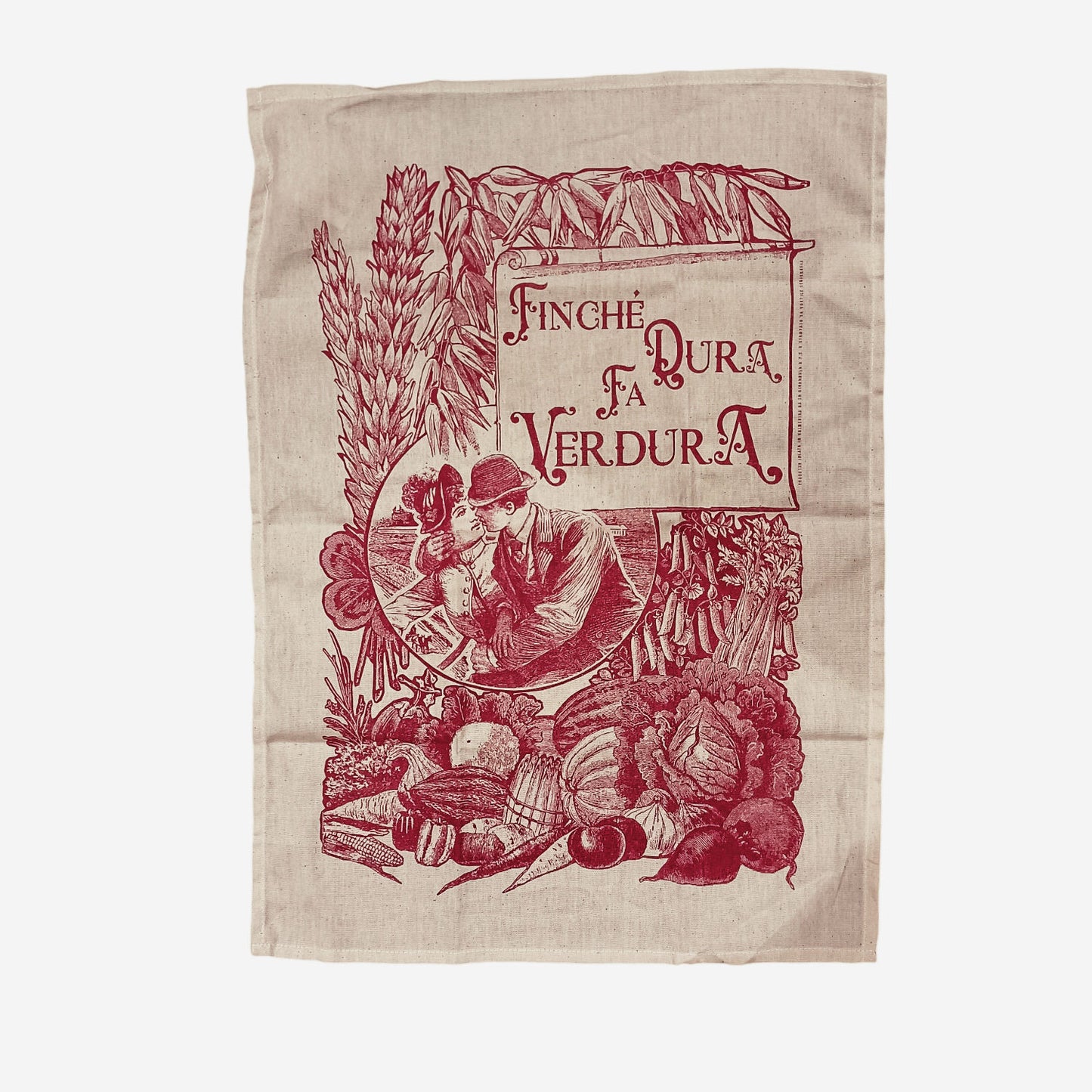 strofinaccio da cucina in cotone serigrafato san valentino