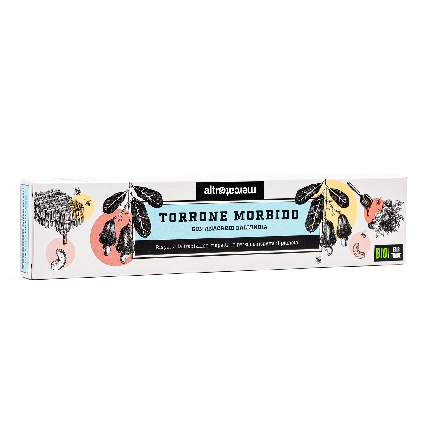 Il torrone morbido e bianco fatto con anacardi dall'India. Biologico e di commercio equo e solidale