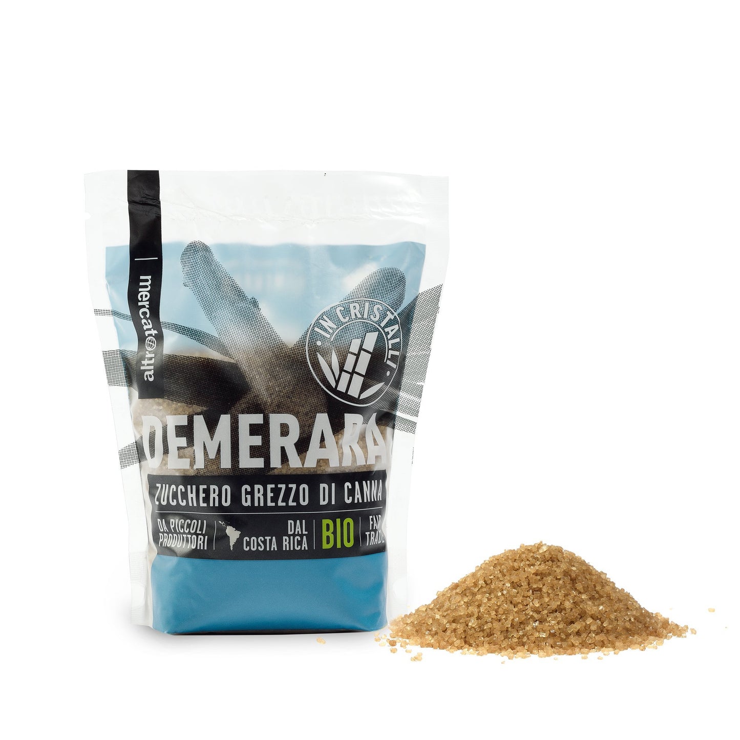 Lo zucchero grezzo di canna Demerara è in cristalli croccanti al sapore di caramello. Ottimo da utilizzare per preparazione di marmellate e cocktail