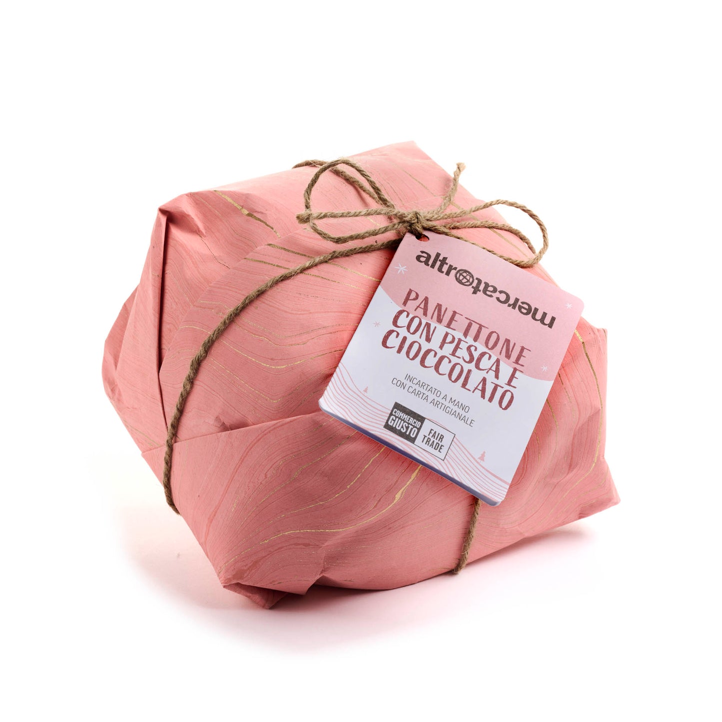 panettone fatto con pesche candite lievito madre e cioccolato fondente