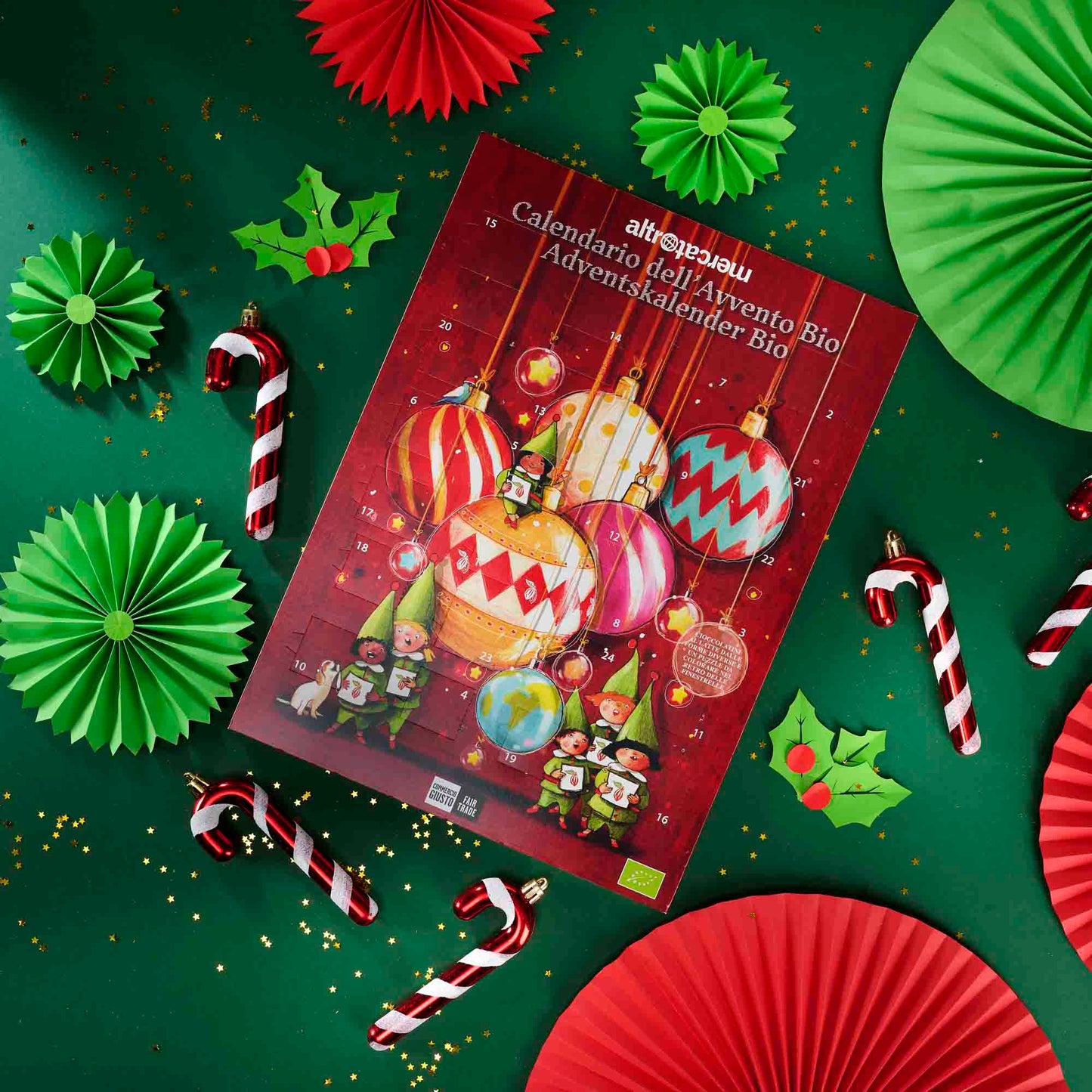 calendario dell'avvento con cioccolatini al latte