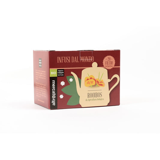L'infuso di rooibos è naturalmente privo di caffeina.E' anche chiamato tè rosso per il suo sapore simile al tè. Da assaporare a tutte le ore 